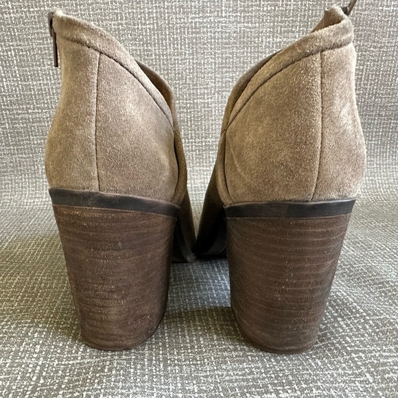 Lucky Brand Womens Salza Brown Tan Leather suede Block Heel Booties 9 Medium - Picture 13 of 15